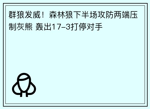 群狼发威！森林狼下半场攻防两端压制灰熊 轰出17-3打停对手